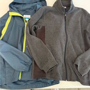 Columbia Kids' Blue Raincoat and Gray Fleece Jacket
